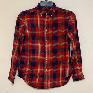 Boys Ralph Lauren Flannel Plaid Shirt Button Down Size Medium (10-12)